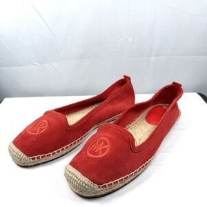 Michael Kors Espadrille Flats Orange Suede Slip-On Preppy Logo / Size 7 / New